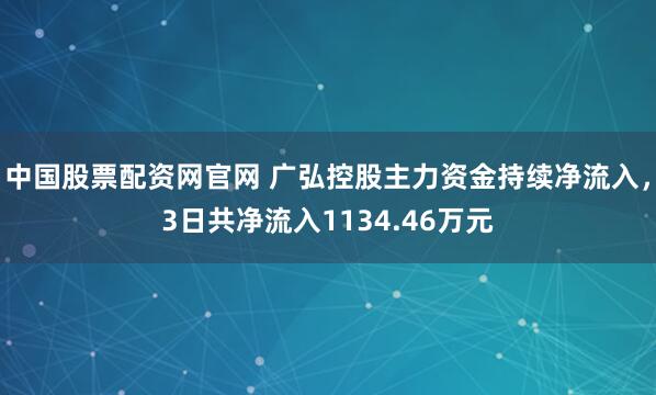 中国股票配资网官网 广弘控股主力资金持续净流入，3日共净流入1134.46万元